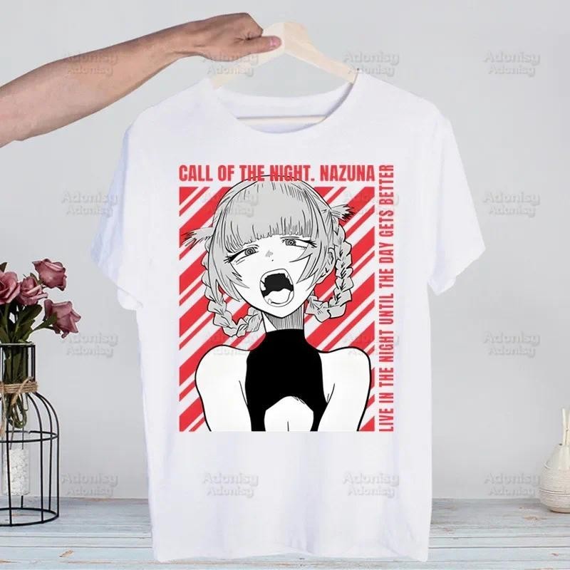 เสื้อยืดแขนสั้นสไตล์ Harajuku จากอนิเมะ Yofukashi No Uta สำหรับวันสบายๆ