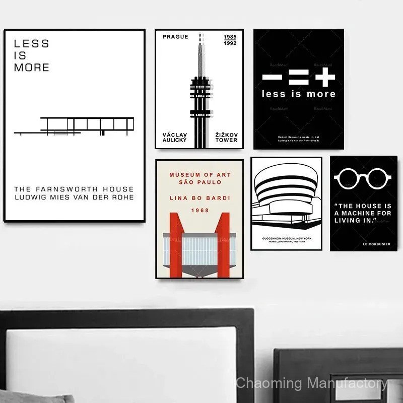 โปสเตอร์สถาปัตยกรรม Bauhaus Featuring Ludwig Mies Van Der Rohe, ภาพวาดผ้าใบของบ้าน Farnsworth Berlin