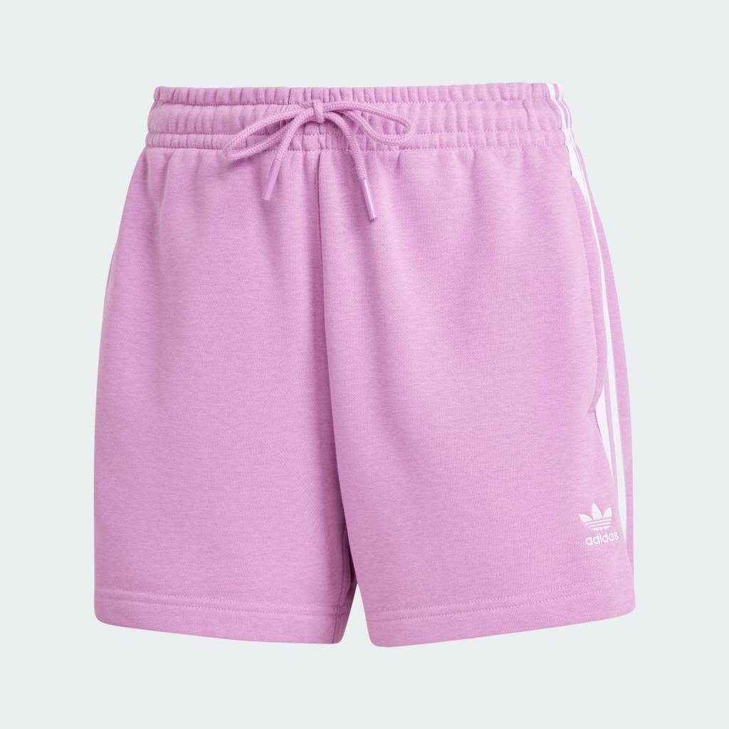 adidas ไลฟ์สไตล์ กางเกงผ้าเฟรนช์เทอร์รีย์ขาสั้น 3-Stripes ผู้หญิง สีม่วง IY2155 – โปรปัง