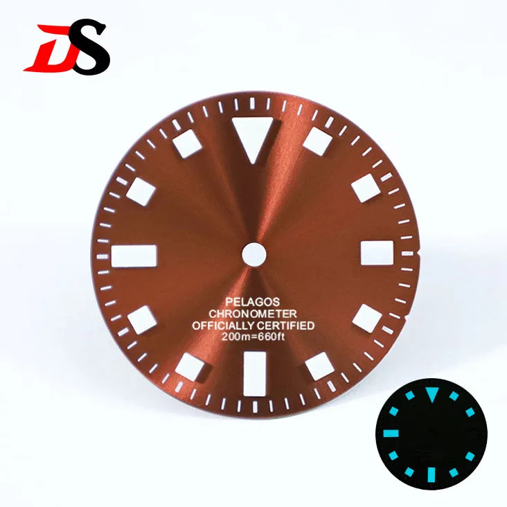 Retro 28.5 มม.BGW9 C3 Lume วันที่ความหนา 50 ชั้น Nh34NH35 การเคลื่อนไหวโลโก้ที่กําหนดเอง Sunburst