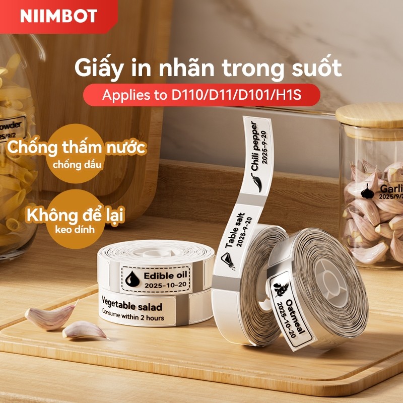 Niimbot Label paper D11/D110/D101/H1S สีใส กันน้ําและน้ํามัน