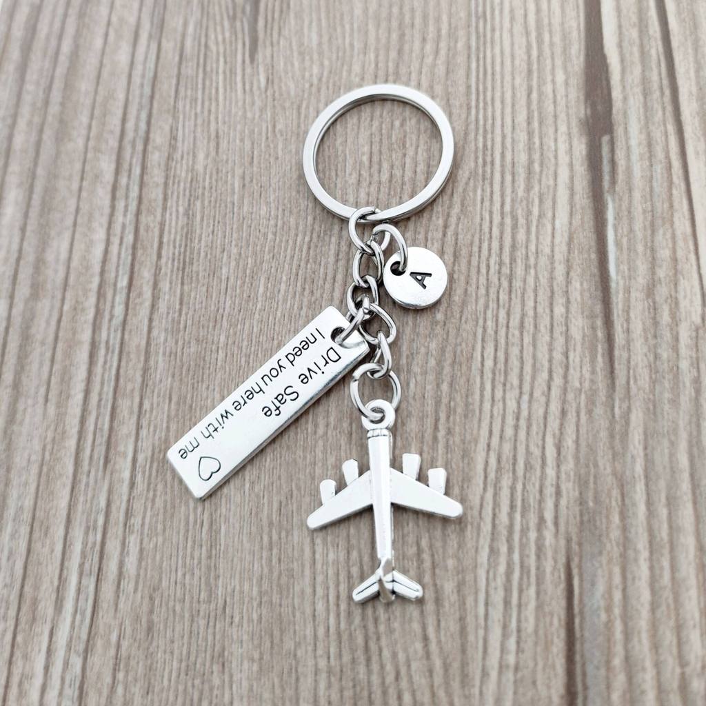 พวงกุญแจ alphabet จี้พวงกุญแจเครื่องบินขนาดเล็กโลหะ DIY