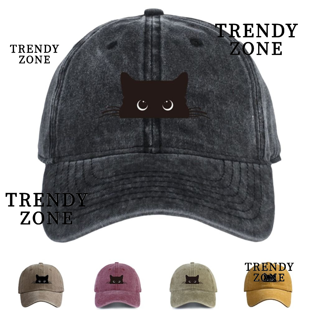หมวกเบสบอลพิมพ์ลายแมว Trendyzone แบบ trucker ทรง breathable และมีลิ้นเป็ด สวมใส่ง่ายสำหรับทุกวัน