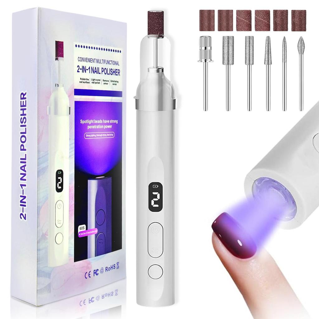 เครื่องเจียเล็บไฟฟ้า 2in1 พร้อม Flash Cure สำหรับต่อเจล อะคริลิค มือใหม่ใช้ได้ พกพาได้