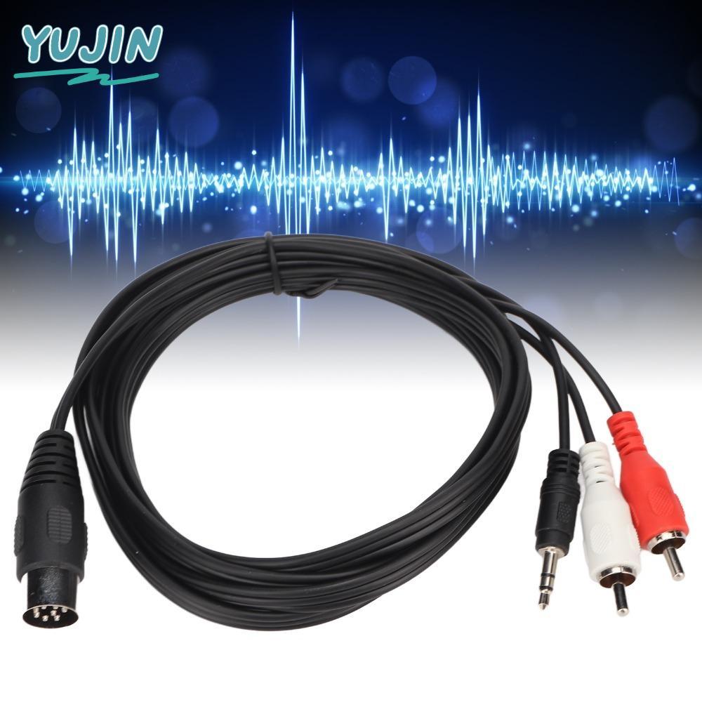 YUJIN DIN 8Pin Male Audio Lead, Male to Male Plug and Play DIN 8Pin to 3.5mm + 2RCA Cable, Stable Si