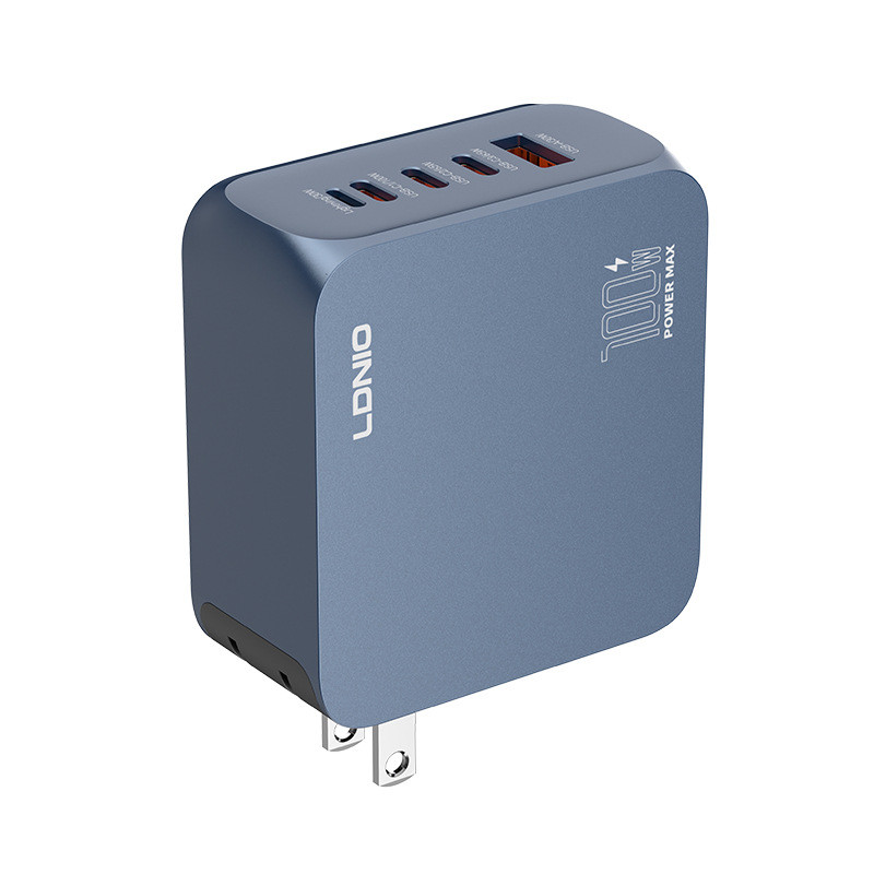 ที่ชาร์จ GaN 100W LDNIO หลายพอร์ต PD ชาร์จเร็ว รองรับโทรศัพท์และโน้ตบุ๊ค ปลั๊กยุโรป/อเมริกา