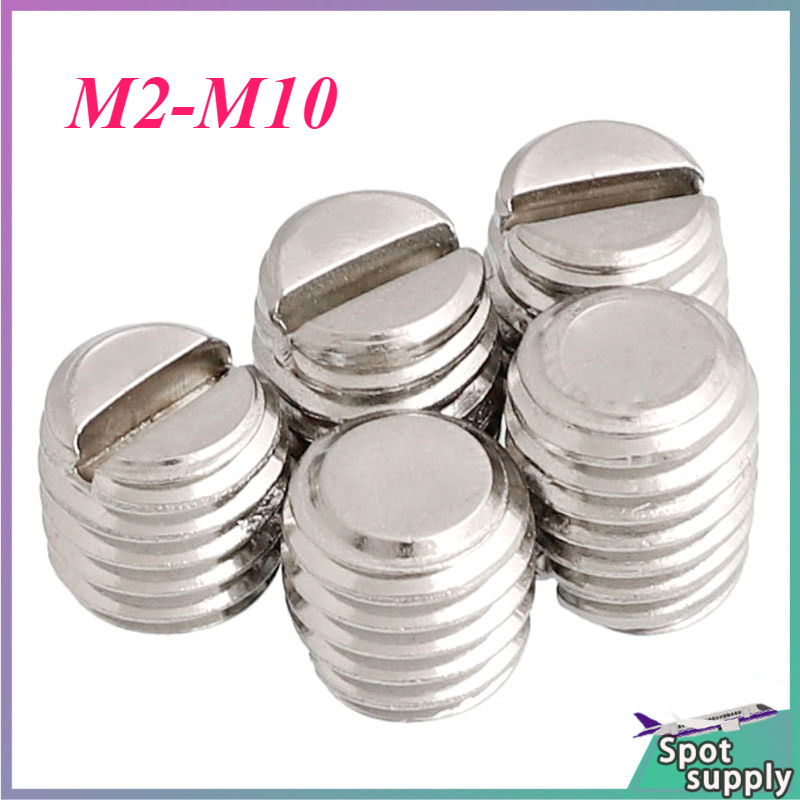 304 สแตนเลสปลายแบนชุดสกรู slotted headless เครื่องข้าวสกรูด้านบน M2-M10 * L2-50 มม. HJ-L001