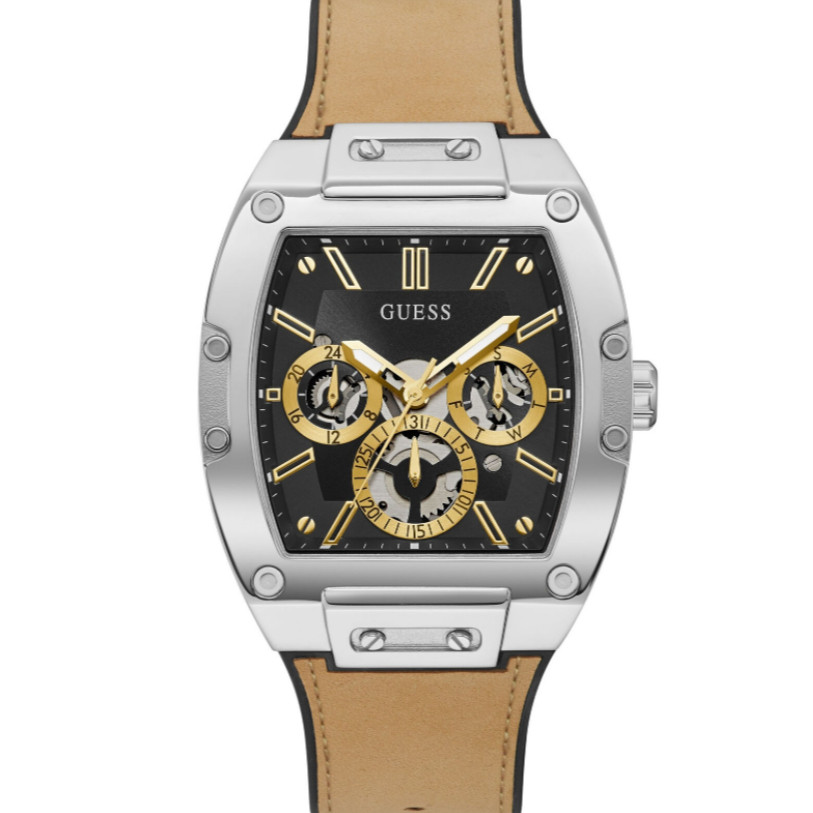 GUESS Men's Tan Leather & Silicone Flex Strap Watch GW0202G1 GW0202G2 GW0202G3 GW0202G4 GW0202G6-43m