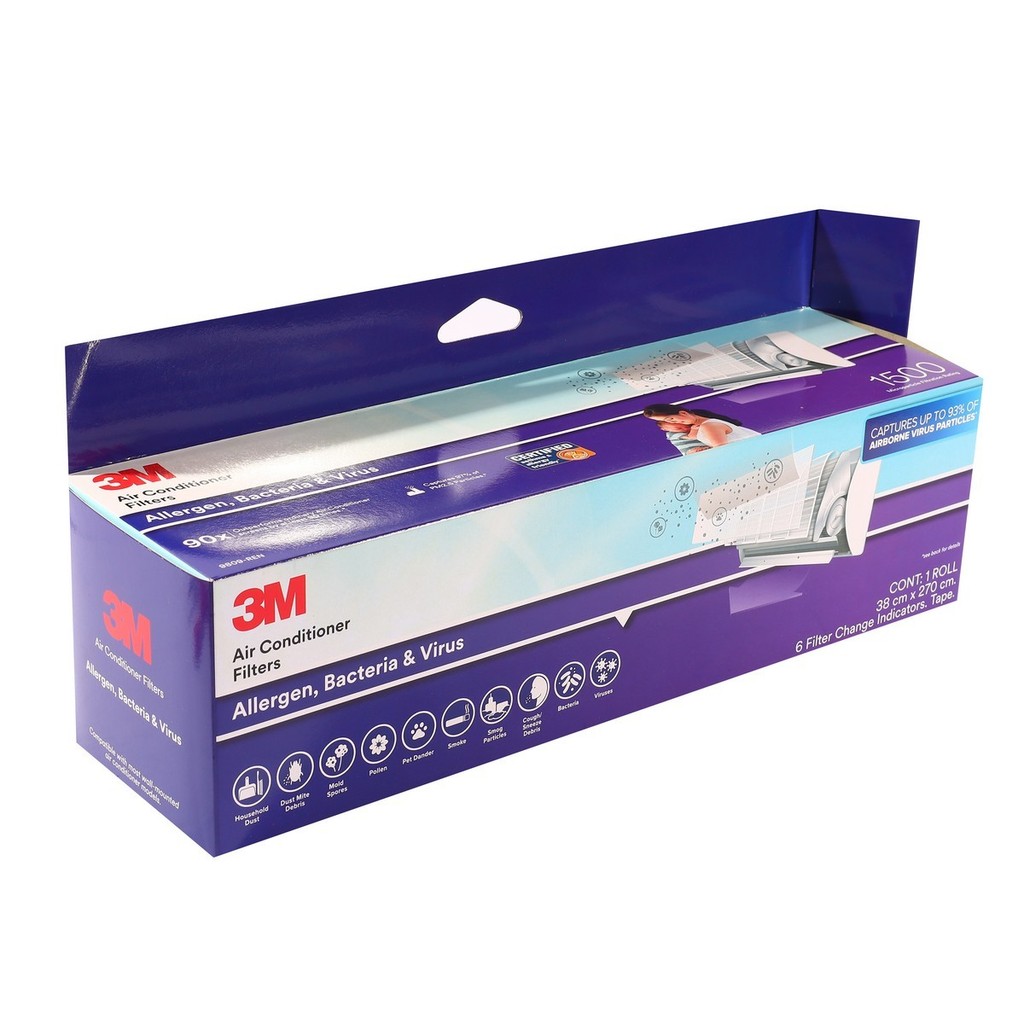 3M แผ่นดักจับฝุ่น PM2.5 ในอากาศ 380 X 2700 มม. (ชนิดม้วน) รุ่น 9809 ดักจับไรฝุ่น สารก่อภูมิแพ้ และแบ
