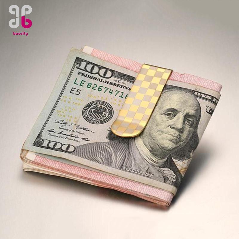 ความBaosity Metal Money Clips Cash Clamp Holder Wallet Thin Card ID Money Clip for