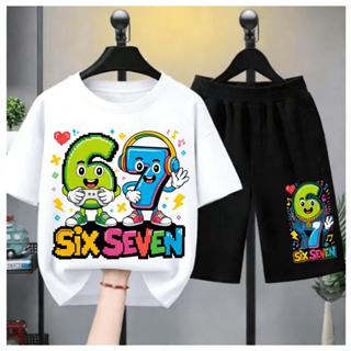【 Kids】ชุดเด็กฮิต 2ชิ้น ลายตัวเลข67 สไตล์เกม ผ้าฝ้ายสบาย สไต…