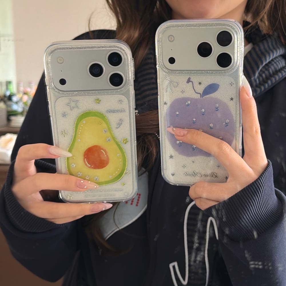 17ProMax น่ารักสีม่วง apple รูปแบบโปร่งใส imd เคสโทรศัพท์สําหรับ iPhone 16ProMax 15ProMax 13 14ProMax