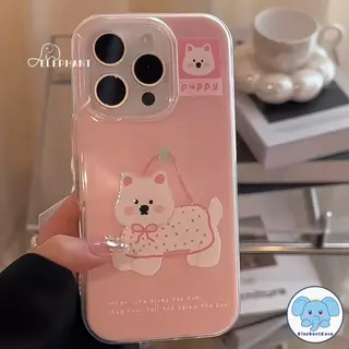 เคสไอโฟน 17 16 13 สำหรับ IPhone 17 13 15 16 11 14 12 Pro Max 15 16 14 Plus เคสIMD ลายสุนัขจุดโบว์สีพาสเทลน่ารักฮิต