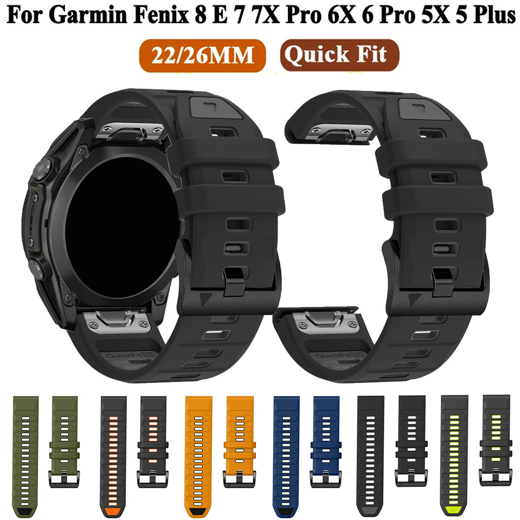Quickfit 22 มม.26 มม.สายนาฬิกาซิลิโคนสําหรับนาฬิกา Garmin Fenix E/8/7/6/5/7X/6X/5X,สําหรับนาฬิกา Gar
