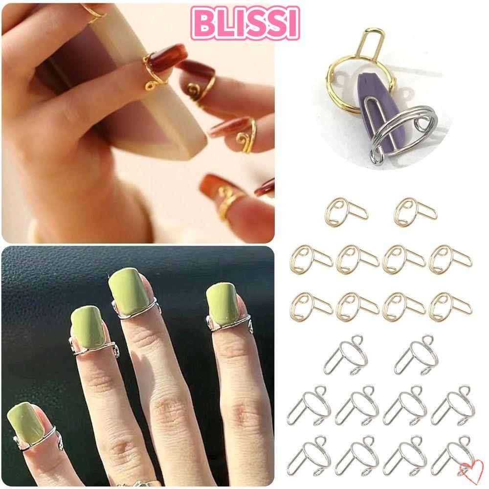 ความสุข‌I Nail Rings, for False Nail Rings, Travel Silver Color Gold Color Phalanx Ring Girls