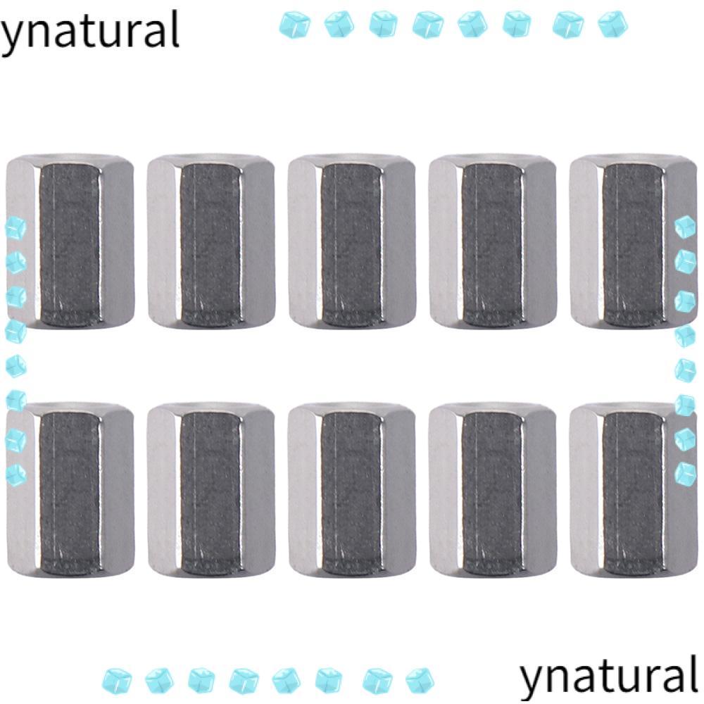 YNATURAL 10 ชิ้น Hex Coupling Nuts, 304 สแตนเลส M3 M4 M5 M6 Hex Nuts, ติดตั้งง่ายโทนเงิน Hex Rod Cou