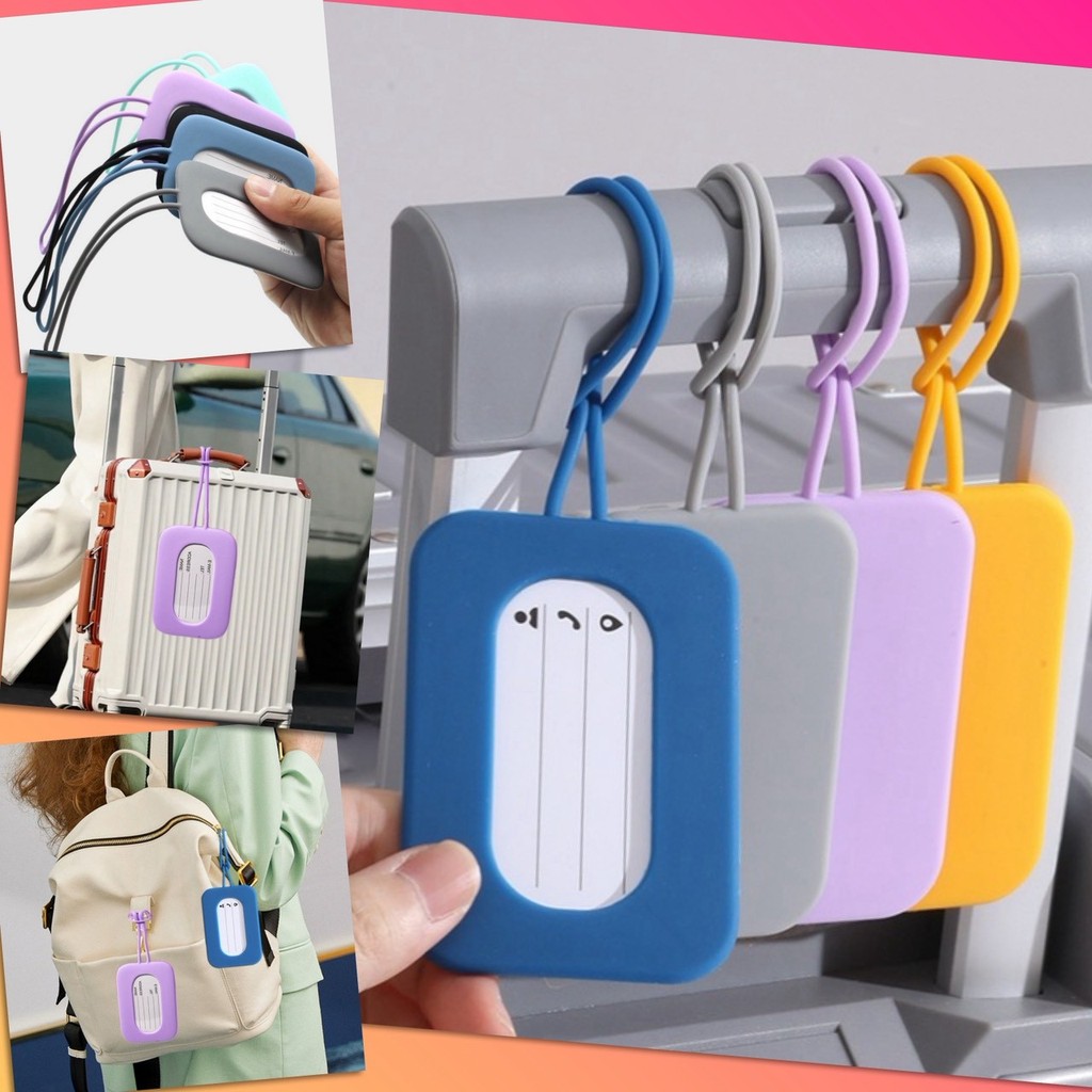 💙 ป้าย ติดกระเป๋า เดินทาง Tag ป้ายชื่อ ป้ายห้อย แท็ก กระเป๋า Luggage tag ซิลิโคน พร้อม สายคล้อง ป้องกันการสูญหาย 💙