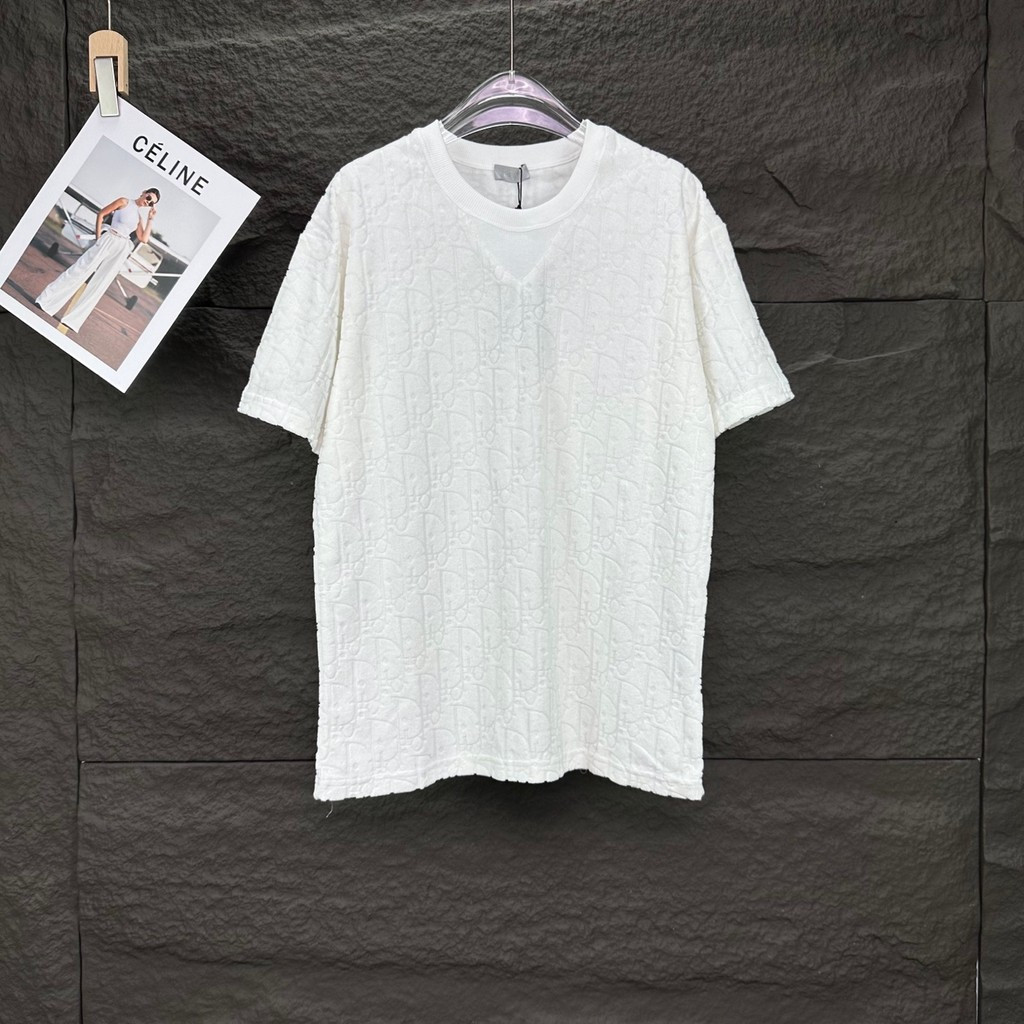 DIOR/DIOR/6XL คลาสสิกรอบคอแขนสั้นเสื้อยืดผู้ชายผู้หญิงสไตล์ขนาดใหญ่เกลียว Simple 2026 ต้นฤดูใบไม้ผลิ