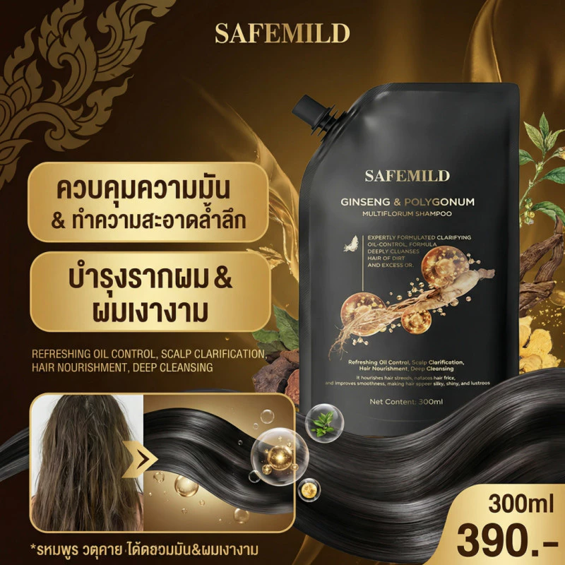 【ของแท้จากร้านออฟฟิเชียล】SAFEMILDแชมพูป้องกันผมร่วงช่วยบรรเทาอาการคันหนังศีรษะและลดปัญหาผมบางได้อย่างมีประสิทธิภาพ