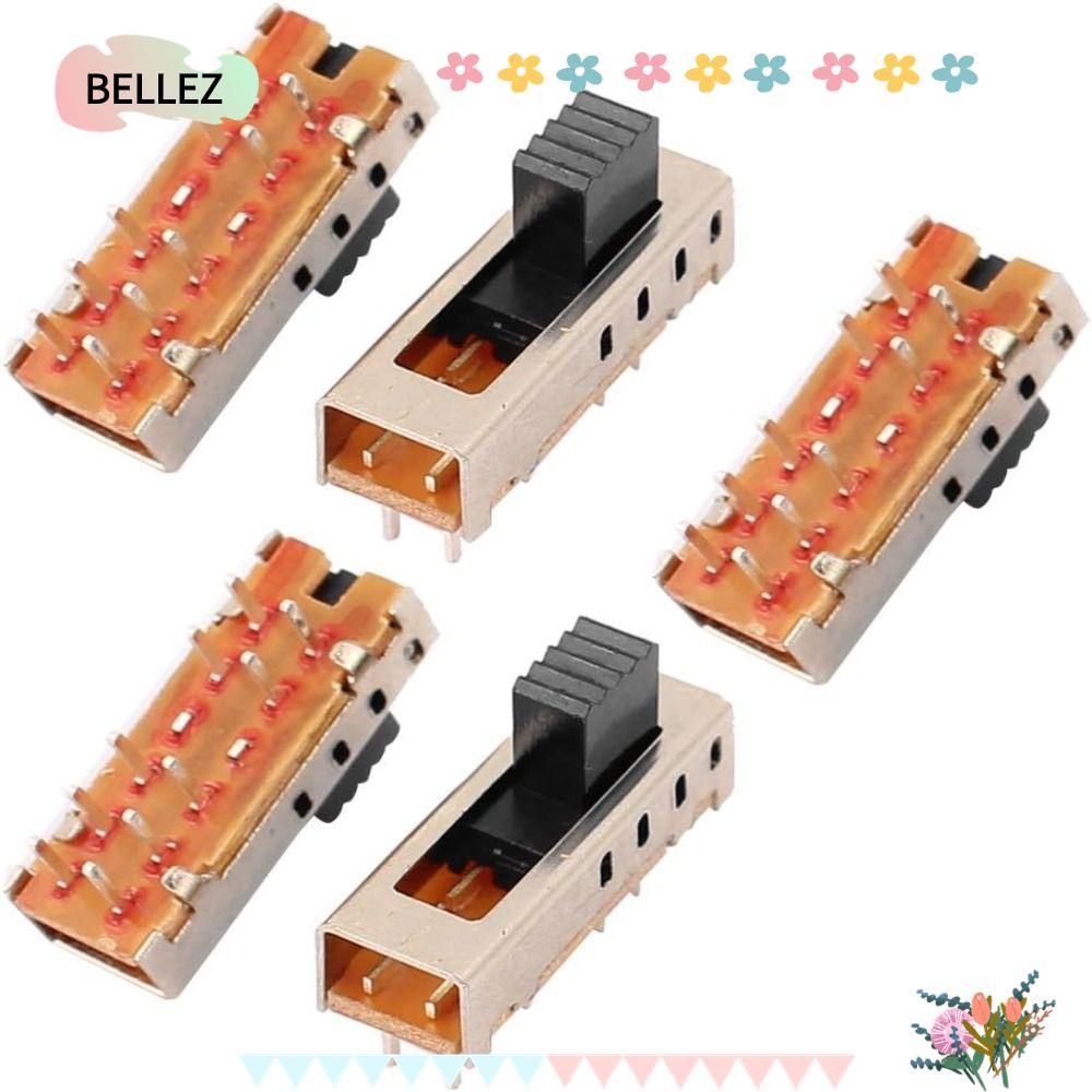 BELLEZ 5 ชิ้น Micro Slide Switch, 5 มม.สลับ 4 ตําแหน่ง 4 ตําแหน่ง, Miniature SS-24E01 10P 2P4T แนวตั