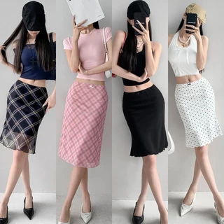 HOT🔥กระโปรงทรงตรง ผ้าต่าข่ายมีซับใน นุ่มใส่สบาย มีหลายแบบ FY5073#3 'พร้อมส่ง'