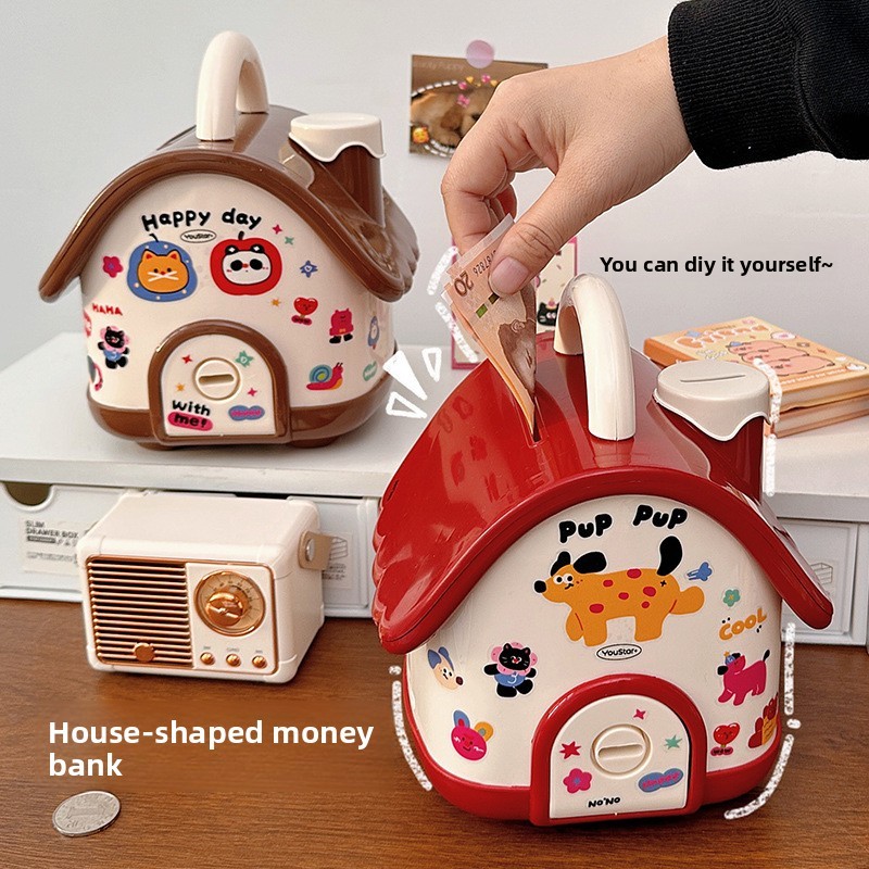 House Modeling Coin Bank Dopamine Saving Bank ของขวัญวันหยุดสําหรับเด็กชายและเด็กหญิงสามารถบันทึกกล่