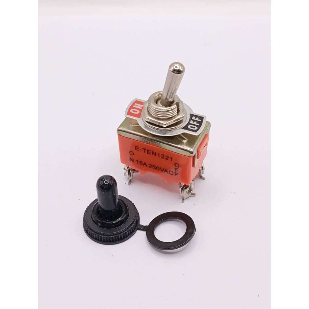 มือ1 สวิตช์โยก (Toggle Switch) รุ่น E-TEN1221  4ขา NO-OFF พร้อมฝา ส่งไว