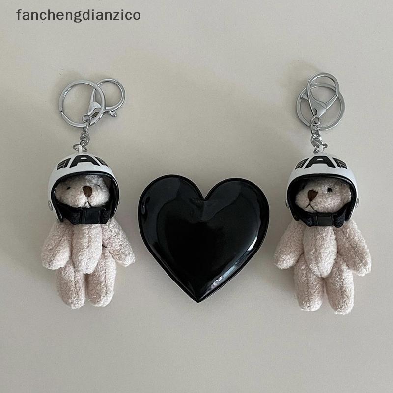 Fanchengdianzico หมวกกันน็อคหมี Charm พวงกุญแจ Y2K ตุ๊กตาเครื่องประดับจี้พวงกุญแจรถกระเป๋า Charm AAg