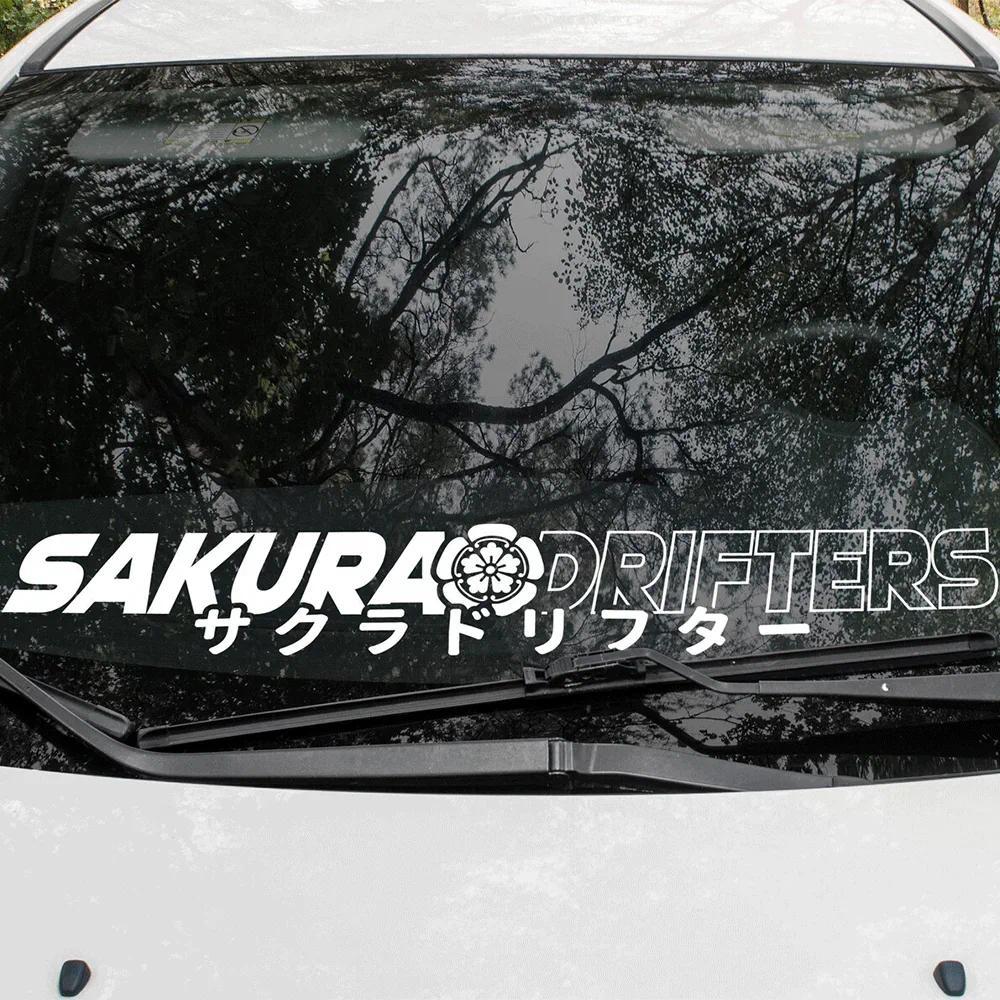Sakura Drifters JDM สติกเกอร์สําหรับสติกเกอร์ตกแต่งหน้าต่างรถยนต์ด้านหน้ากระจกอุปกรณ์ภายนอกกันน้ําไว