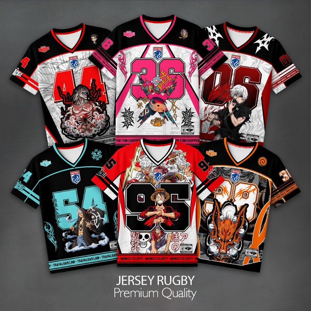 Anime Iron Tackle Boys Jersey / Sporty Kids T-Shirt / เสื้อผ้าเด็กผู้ชาย / Anime Rugby Jersey