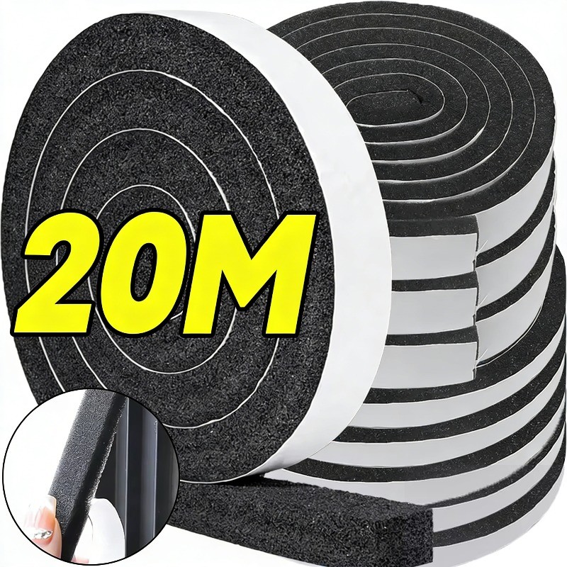 4/6/10/20M ฟองน้ํากาวตนเองแถบปิดผนึก - ประตูหน้าต่าง Weatherstrip ลดเสียงรบกวนตกแต่งบ้าน - แถบกันลมอเนกประสงค์