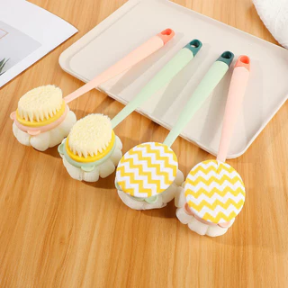 แปรงอาบน้ำด้ามยาวถูหลัง ขนแปรงนุ่ม ยาว ทำความสะอาดผิว สีชมพู สีเขียว