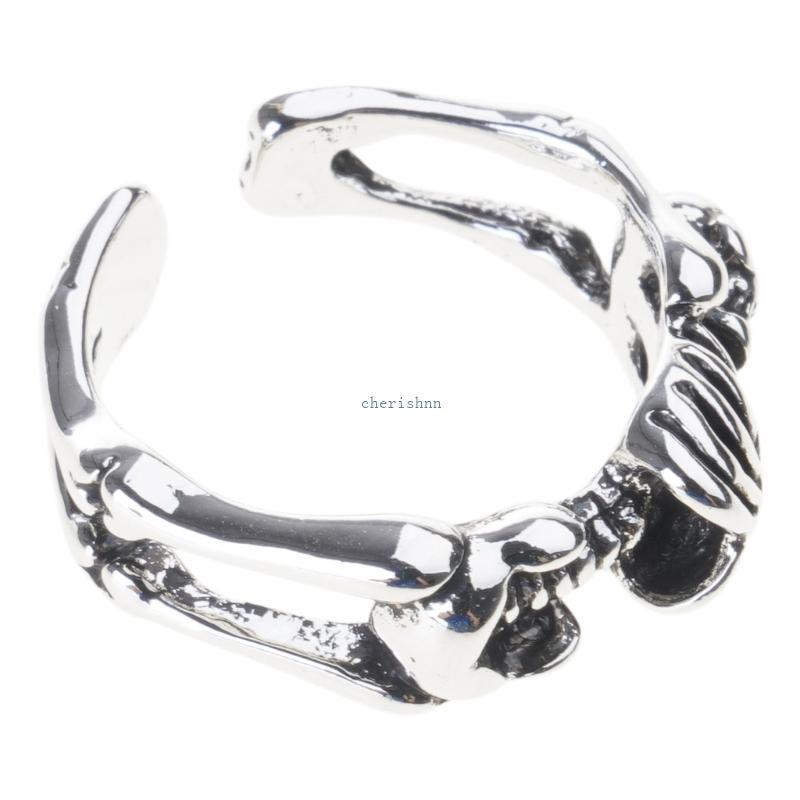 CH* Vintage Punk Silver Open Rings for Men Women Adjustable Rings Hippie Rings