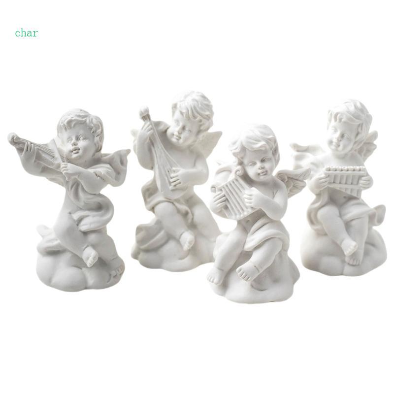 Char Pack of 4 Angel ผู้ถือเครื่องประดับขาตั้งเรซิ่นสําหรับต่างหูแหวนการถ่ายภาพ Props