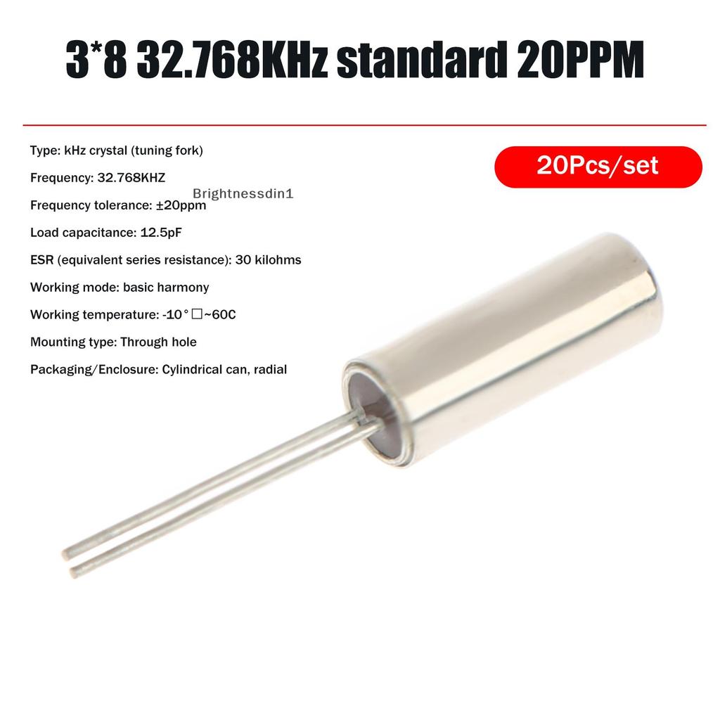 [Brightnessdin] 20 ชิ้นความแม่นยําสูง 32.768 KHz 32768HZ Tuning Fork Watch Crystal 12.5PF 3 มิลลิเมต