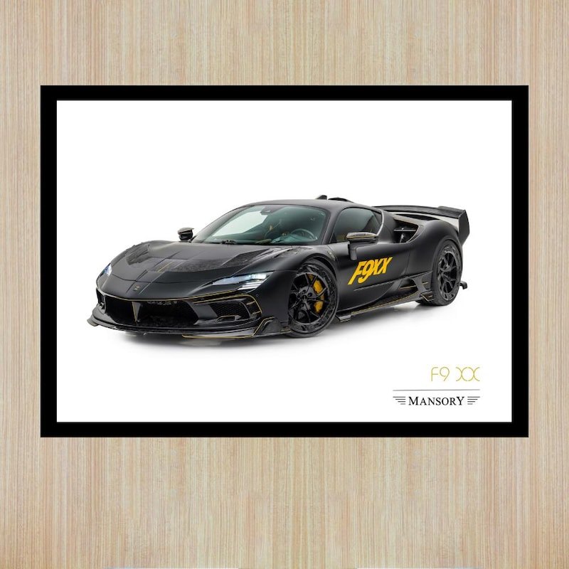 Mansory Ferrari F9XX โปสเตอร์ผ้าใบพิมพ์รถโปสเตอร์ Supercar โปสเตอร์ Ferrari โปสเตอร์ปรับแต่งรถ