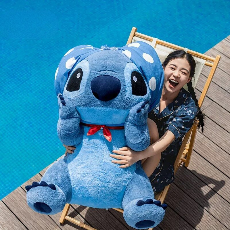 Disney Disney Stitch Summer Dream Series Stitch ตุ๊กตาผ้ากํามะหยี่ขนาดใหญ่ตุ๊กตา Stitch ตุ๊กตาของเล่
