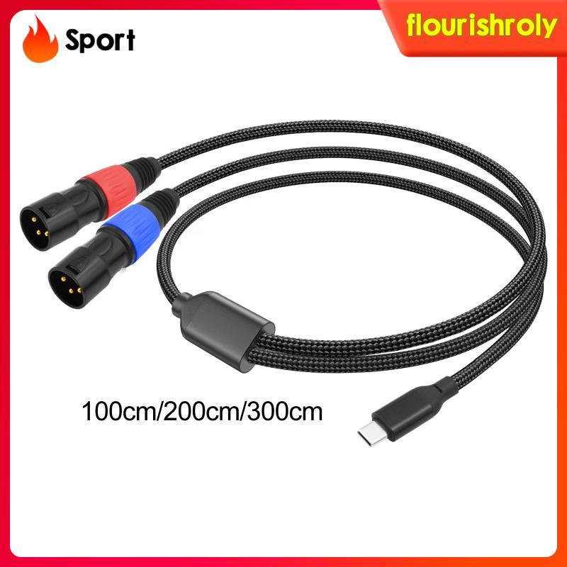 [Flurish] Type-c to Dual XLR Cable RCA Y Splitter Cord สําหรับแล็ปท็อปโทรศัพท์หูฟัง