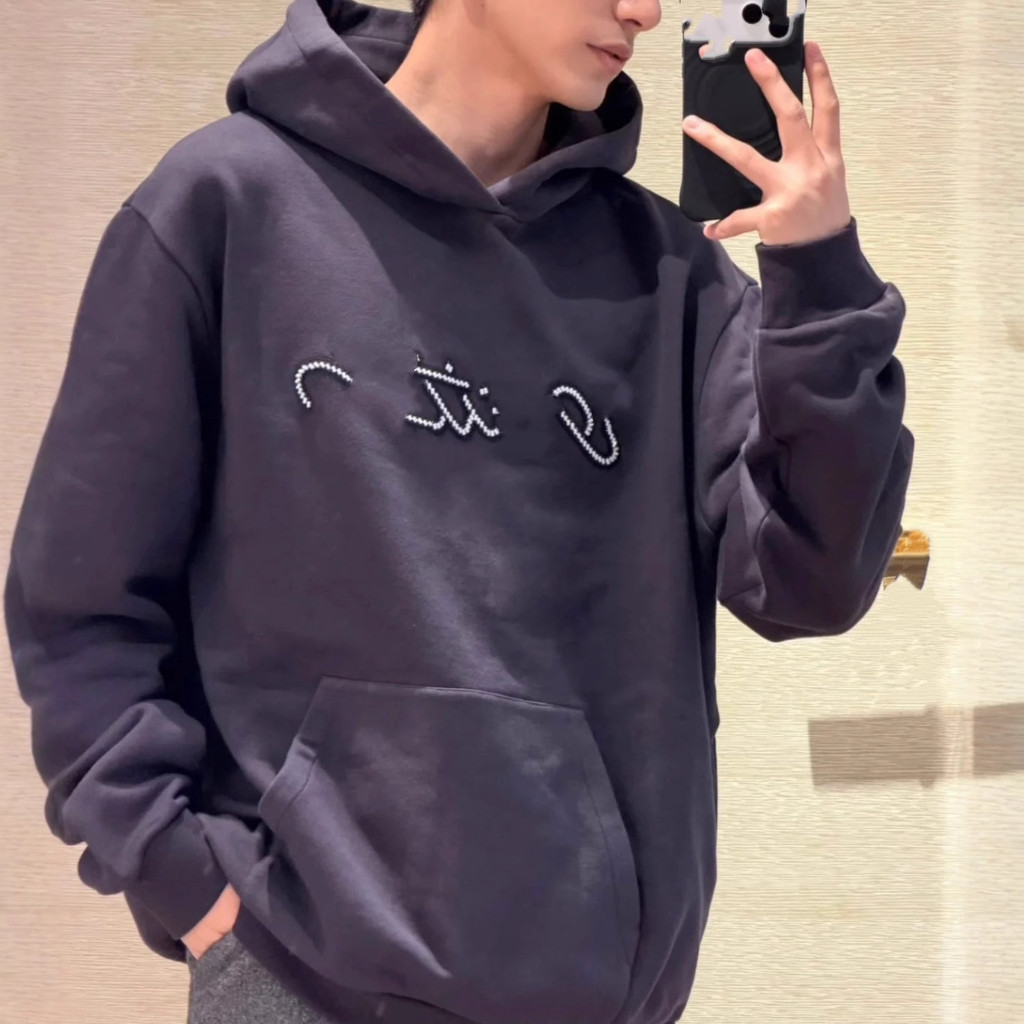 5O9E Lis-v* Trendy beaded embellished fashion versatile hoodie for men and women