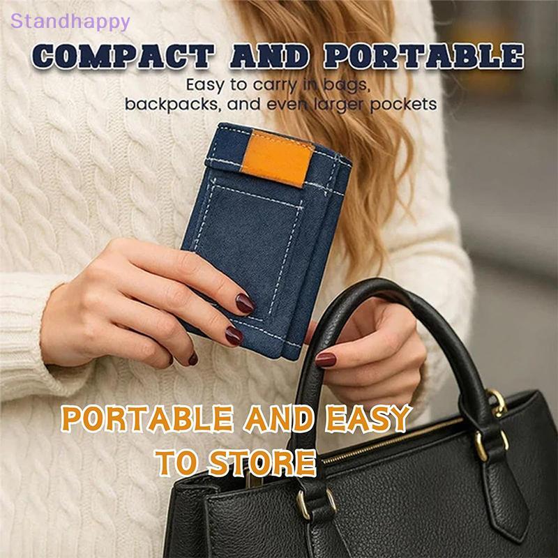 Standhappy Poet Pants Mini Jeans Wallet, Jean Wallet, Cute Folding Denim Coin Purse Small Card Holde
