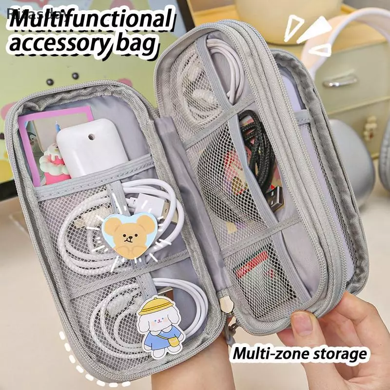 Ritasday USB Cable Storage Bag Travel Portable Multi-Functional Storage Bag สําหรับเครื่องชาร์จและโทรศัพท์มือถือใหม่