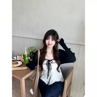 Rosie 🌺พร้อมส่ง🤍เสื้อครอบอกสไตล์ฝรั่งเศส แต่งลูกไม้ เชือกผูกเอวกระชับ ทรงครอปใส่ข้างนอก
