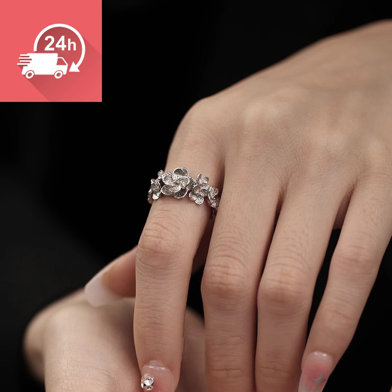แหวนเงิน 925 ออกแบบดอกไม้กุหลาบทรงความหมายส่วนตัวสำหรับผู้หญิง