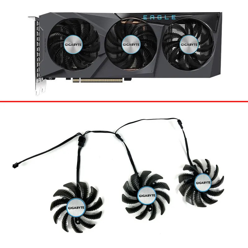 3 ชิ้น/เซ็ต 75 มม. T128010SU PLD08010S12HH GPU Cooler สําหรับ GIGABYTE Radeon RX 6600 XT RX 6700 XT 