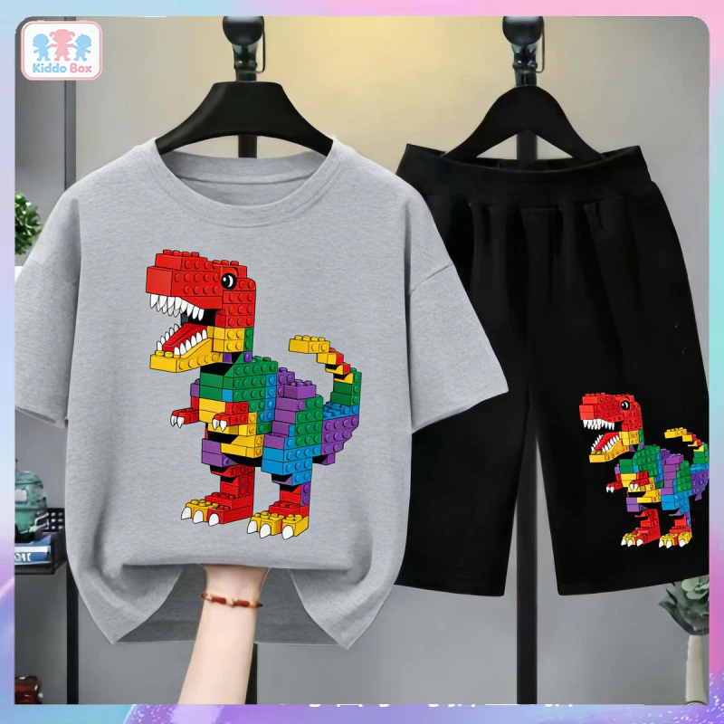 ชุดเสื้อยืดเด็กชายลายไดโนเสาร์ เลโก้ โบราวี่ สีรุ้ง thumbnail 5