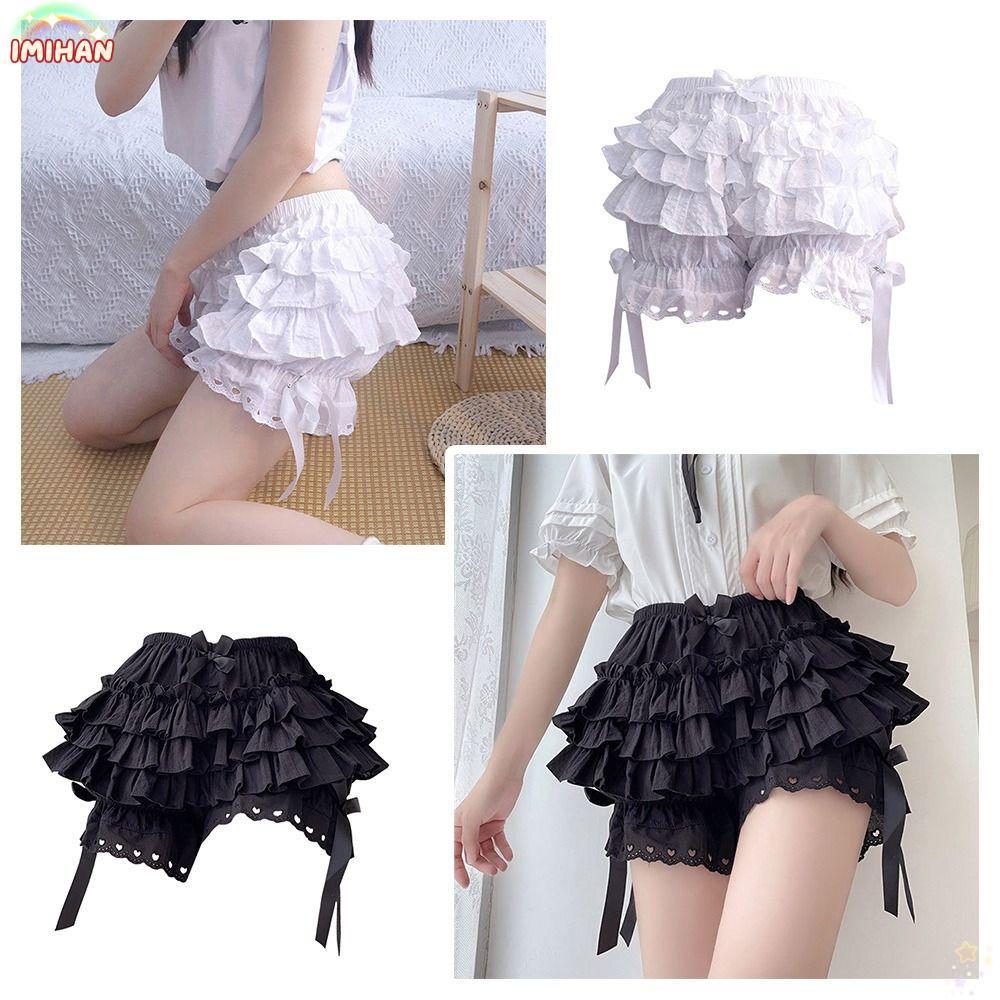 IMIHAN Safety Short Pants, Pleated JK Bloomers, Fashion Vintage Bow Knot Cute Lolita Pants Summer