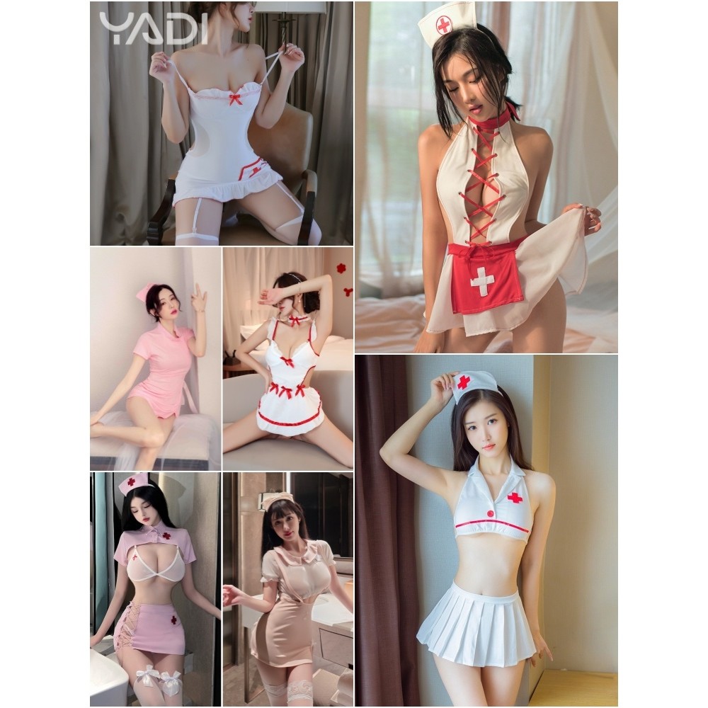 🔥【YADI】พร้อมส่ง ❤️ ชุดพยาบาล ชุดคอสเพลย์ 1 ชุด หมวกพยาบาล Professional Lace แบบคล้องคอพร้อมตราพยาบาล เซ็กซี่