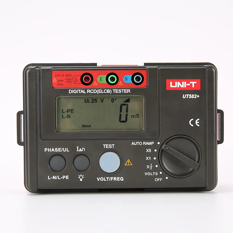 UNI-T Leakage Circuit Breaker Meter UT582+ Digital RCD (ELCB) เครื่องทดสอบความต้านทาน RAMP อัตโนมัติ