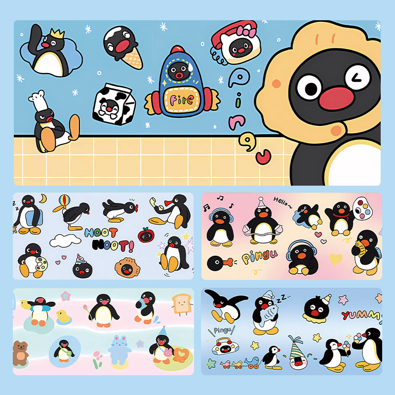 Pingu แผ่นรองเมาส์เพนกวินการ์ตูนน่ารักสําหรับเด็กผู้หญิงเหมาะสําหรับโต๊ะทํางานและโต๊ะคอมพิวเตอร์ 80 ซม. * 30 ซม. * 2 ซม.