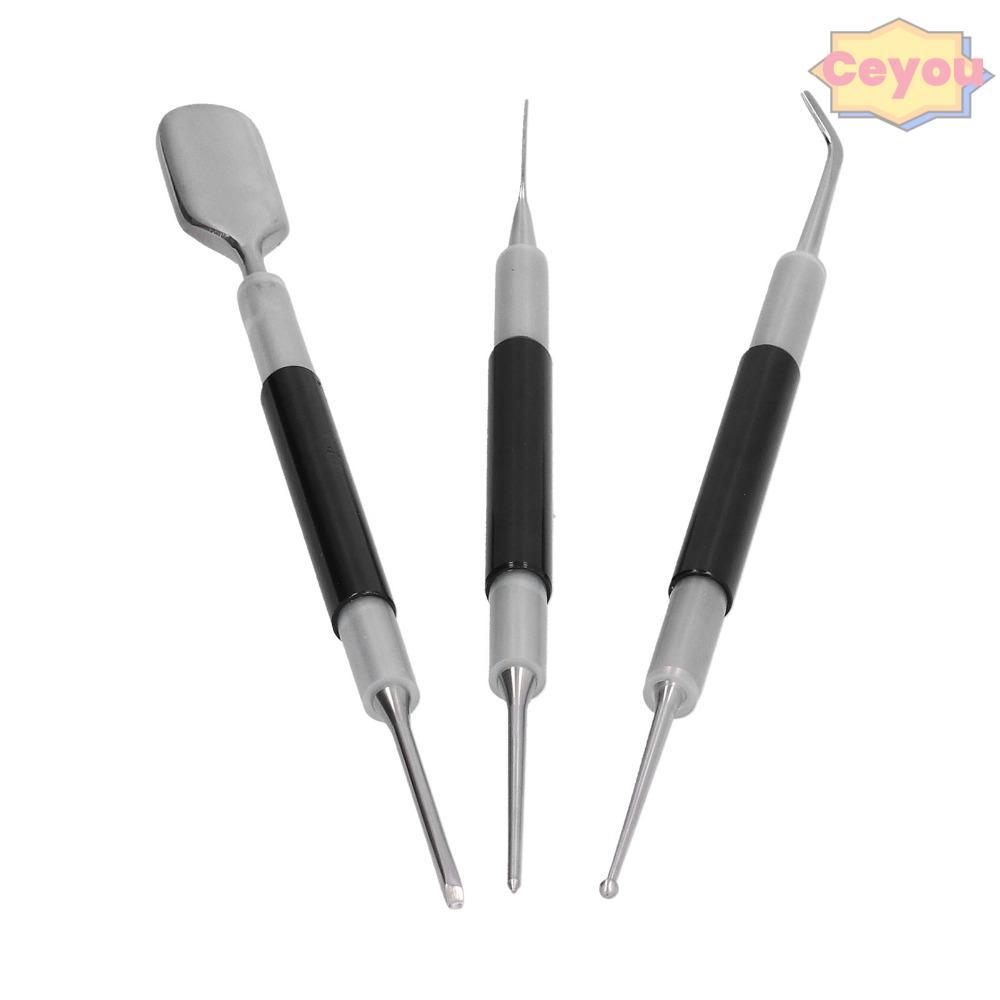 CEYOU 3 ชิ้นชุด Latte Art เข็ม, 3 ชิ้นชุดช้อน & Lance Latte Art ปากกา, อุปกรณ์กาแฟสแตนเลสสีดําเครื่อ